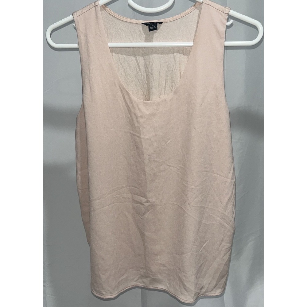 Ann Taylor Tank Top Blush Pink Rayon Knit Back Scoop Neck Lined Shell Women XS